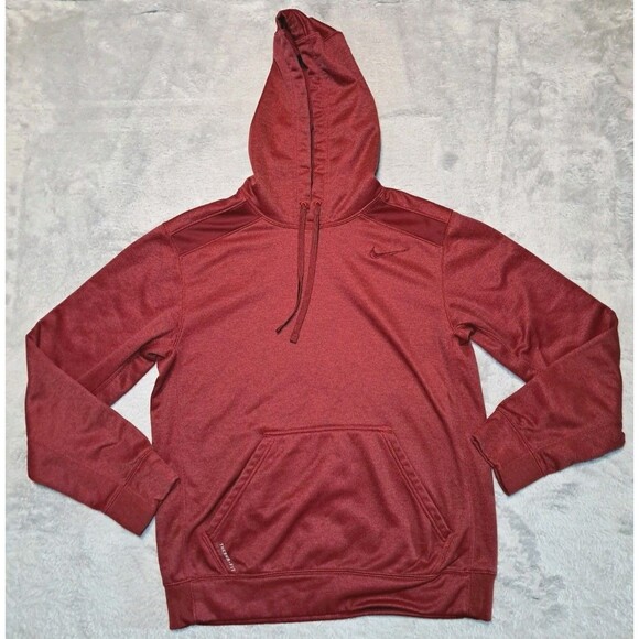 Nike Hoodie Red Therma Fit Pullover Training Long Sleeve Swoosh Mens Small - Picture 1 of 10